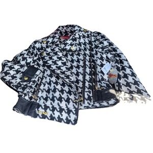 NWT Vintage Y2K‎ Apple Bottom New Houndstooth Coat Lined Zip Belted Jacket 2000s